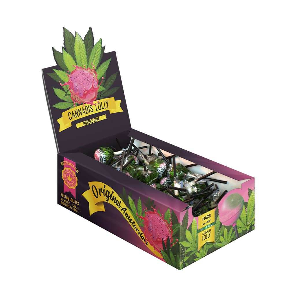 Sucette cannabis bubblegum - 70 pcs