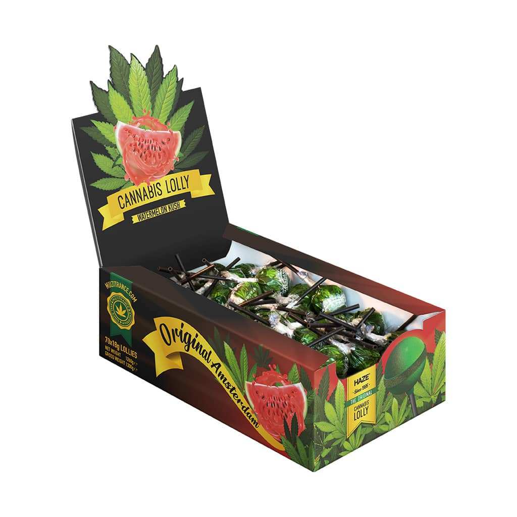 Sucette cannabis pastèque - 70 pcs